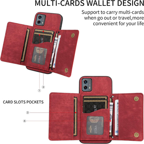Phone Case for Motorola Moto G 5G 2023 Wallet Cover with Crossbody Shoulder Strap and Leather Credit Card Holder Pocket Slim Stand Cell Accessorie...