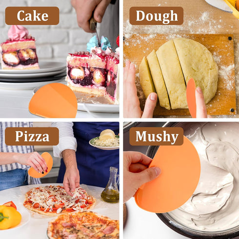 Flexible Curved Edge Silicone Bowl Scraper, Food Grade Dough Scraper for Baking Sourdough Bread, Cake, Bench Scrapers, Multipurpose Kitchen Dish S...