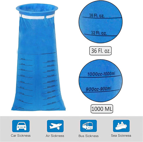 25 Pack Barf Bags Disposable, Puke Bags, 1000ml High Density Vomit Bags, Perfect for Morning Sickness, Kids, Pregnant Women, Taxis Drivers,Sea, Ca...