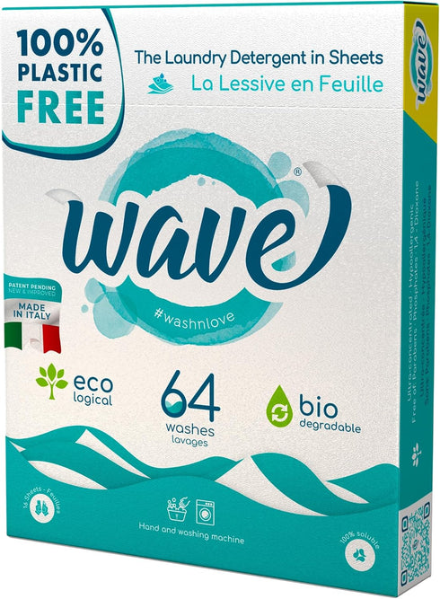Wave Laundry Detergent Sheets - Scented (64 Loads) - Dissolves Faster & Higher Cleaning Power Over Competitors - Multi-Purpose Laundry Cleaner - 1...