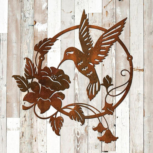 Zoihet Round Metal Bird Wall Art Decor - Hummingbird Wall Art Silhouette for your patio, garden, and fence Art Decor, Bird Wall Silhouette Indoor ...