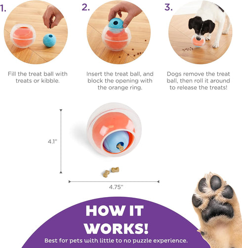 Outward Hound Nina Ottosson Topsy Treat Ball Dog Puzzle Interactive Treat Puzzle Dog Enrichment Dog Toy, Level 1 Beginner, Orange...