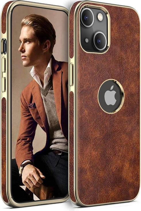 LOHASIC for iPhone 13 Case, Vintage Leather Thin Slim Luxury PU Soft Flexible Bumper Non-Slip Grip Shockproof Anti-Scratch Full Body Protective Co...