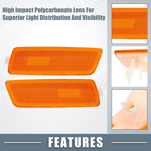 Front Bumper LED Side Marker Lights Cover Lens Indicators Signal Light Assembly for Volkswagen Jetta 2005-2010 Yellow 1 Pair...