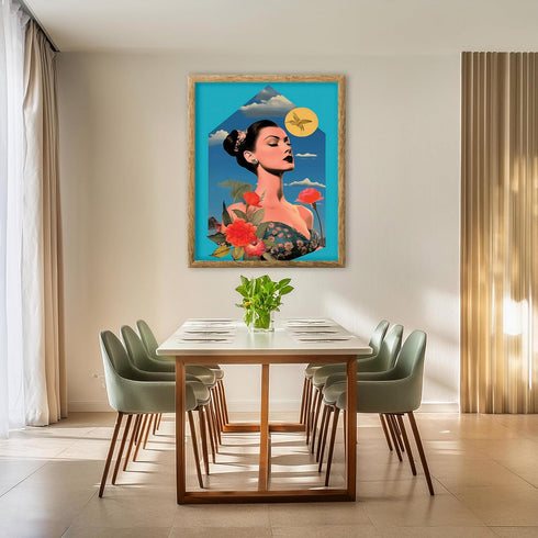 Posterizer 1 pcs-vintage woman with floral dress collage-Retro Art-Abstract & Modern Art-Gift for Art Lovers- UNFRAMED Wall Art...