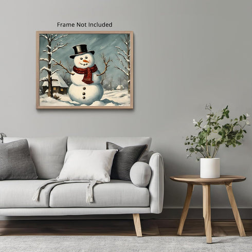 Posterizer 1 pcs-cute snowman in snowy wintery nature 6-Holiday Poster Collection-Landscape & Nature Art-Living Room Bedroom Decor- unframed wall ...