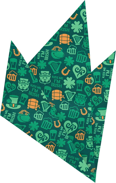 Jacob Alexander Men's Happy Saint Patrick's Day Kiss Me I'm Irish Lucky Symbols Pattern Pocket Square - Green...