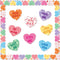 Haooryx 76Pcs Sweet Conversation Heart Cutouts Bulletin Board Set Valentine's Day Candy Heart Paper Cut-Outs Border Trim Bulletin Cardboard for Va...