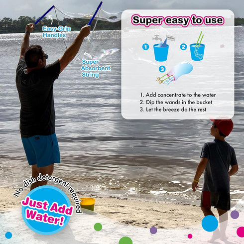 WOWMAZING Giant Bubble Kit: Space - Incl. Wand, 2 Big Bubble Concentrate Pouches and 8 Glow-in-The-Dark Stickers | Outdoor Toy for Kids, Girls | B...