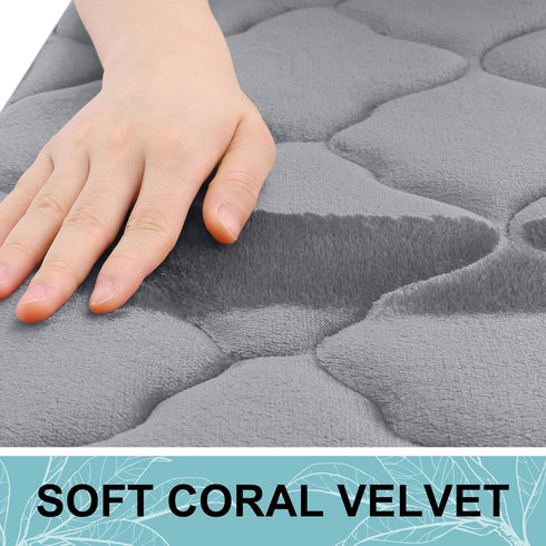 OLANLY Memory Foam Toilet Rugs U-Shaped 24x20, Ultra Soft and Absorbent Bathroom Rugs, Non-Slip Thick Toilet Bath Mat, Machine Wash Dry, Contour B...