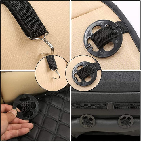 24Pcs Car Seat Cover Plum Plate Metal Hooks, 12Pcs Plastic Car Seat Covers Chucks and 12Pcs Metal Hooks Set Locking Clip Plastic Card Fixed Fasten...