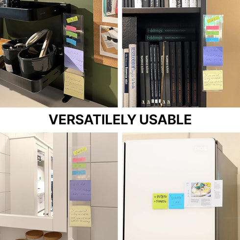 Monitor Memo Board 2Pcs - Flexible Clear PET Computer Screen Sticky Note Holder - Side Panel Message Organizer - Versatile Office Desk Accessories...
