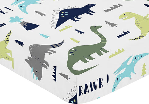 Fitted Crib Sheet for Blue and Green Modern Dinosaur Baby/Toddler Bedding Set Collection - Dinosaur Print...