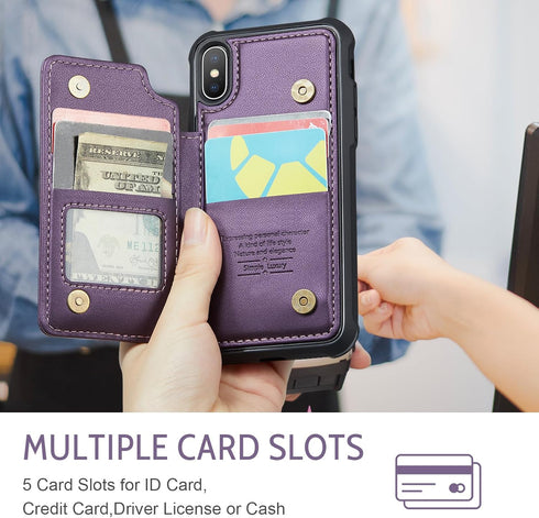 Asuwish Phone Case for iPhone Xs Max Wallet Cover with Screen Protector and RFID Blocking PU Leather Credit Card Holder Stand Cell Accessories i X...