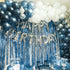 PartyWoo Foil Fringe Curtains Blue, 2 pcs 3.3x6.6 ft Blue Streamers, Fringe Backdrop, Tinsel Backdrop, Tinsel Curtain, Metallic Door Shimmer, Birt...
