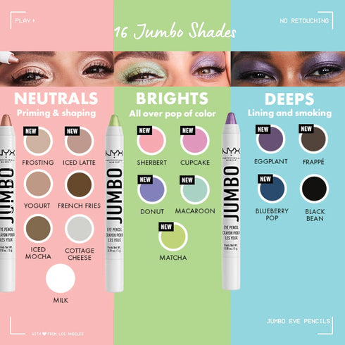 NYX PROFESSIONAL MAKEUP Jumbo Eye Pencil, Blendable Eyeshadow Stick & Eyeliner Pencil - Milk...