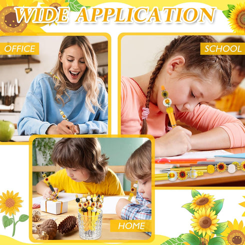 12 Set Plastic Beadable Pens Assorted Bead Pens Wood Beads Crystal Spacer Beads Set Round Beads Black Ink Ballpoint Pen DIY Bead Pen Set for Women...