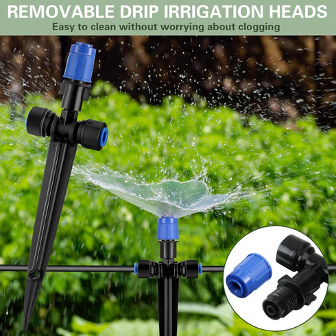 20 Pcs Drip Irrigation Emitters for 1/4 Inch Tubing Adjustable 360 Degree Water Flow Drippers with Stakes for Garden Greenhouse Lawn Watering Syst...