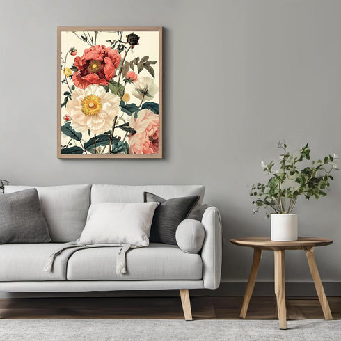 Posterizer 1 pcs-pink and yellow flowers for chic home decor-Floral & Botanical Art-Abstract & Modern Art-Decor for Home & Office- UNFRAMED Wall A...