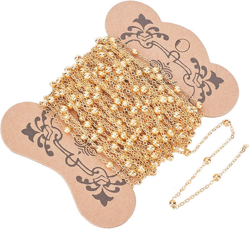 arricraft 10m/32.80 Feet Golden Chains, Brass Cable Chains with 3mm Balls, 1 Roll Chains for Necklace Jewelry Accessories DIY Making...