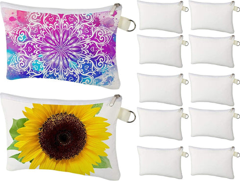 Weewooday Sublimation Blanks Cosmetic Bags Multipurpose DIY Heat Transfer Makeup Bags Toiletry Pouch Iron on Transfer Zipper Canvas Pencil Bag for...