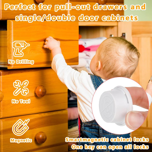 Youyole 8 Pcs Universal Replacement Keys for Baby Proofing Magnetic Cabinet Locks Child Proof Extra Magnet Keys Child Safety Latch for Cabinets Dr...