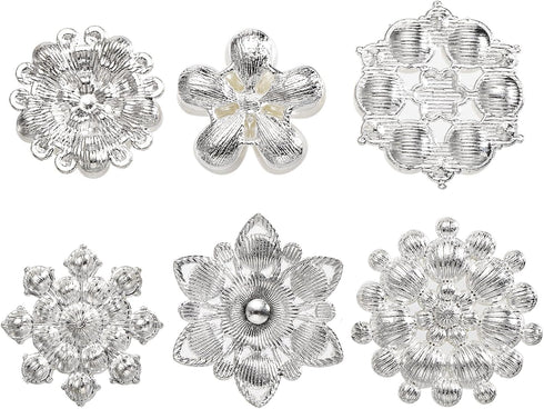 Frcctre 30 Pack Pearl Rhinestone Buttons, 6 Styles Embellishments Button Faux Pearl Button, Flat Back Flower Crystal Buttons for DIY Craft Jewelry...