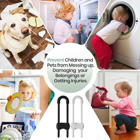 Jetec 10 Pieces Cabinet Locks for Babies, U-Shaped Proofing Drawers Safety Child Locks Adjustable, Easy to Use Childproof Latch for Knob Handle on...