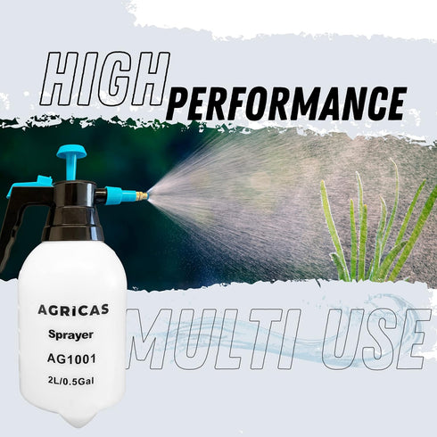 0.5 Gallon Hand Pump Sprayer, 2L Pressure Garden Sprayer, Handheld Weed Sprayer with Adjustable Brass Nozzle, Pump Mister, Lawn and Garden Care, W...