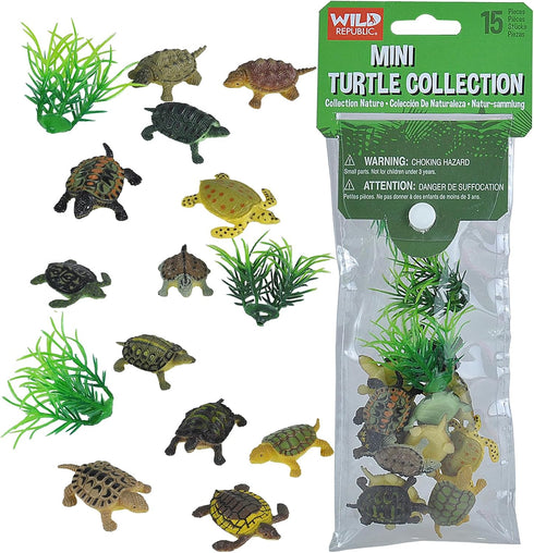 Wild Republic Mini Turtle Polybag, Kids Gifts, Educational Toys, Reusable Bag, 15Piece...