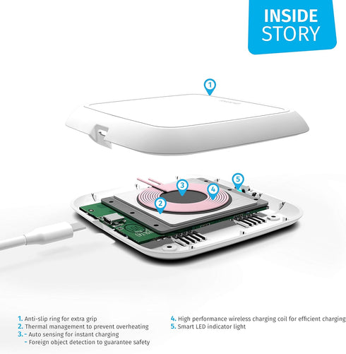 ZENS Wireless Single Qi Charging Pad with 10 Watt Power Output, Works with Apple iPhone, Samsung Galaxy, and All Other Qi-Enabled Devices, White...