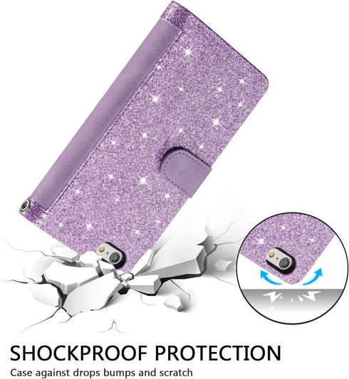 UEEBAI Wallet Case for iPhone 6 Plus iPhone 6S Plus, Retro 9 Card Holder Slots Zipper Pocket Handbag Case PU Leather Magnetic Closure Kickstand Wr...