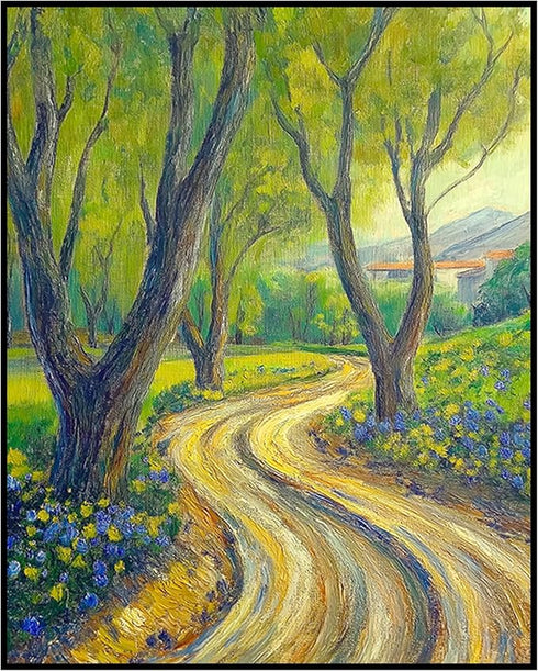 Posterizer 1 pcs-oil painting style-vibrant field with flowers-classics inspired 1-Landscape & Nature Art-Vintage Art-Gift for Art Lovers- unframe...