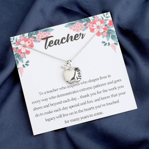FOTAP Teacher Appreciation Gift Teachers Day Gift Apple Charm Pendant Necklace Thank You Gift for Teacher Retirement Gift For Teacher...