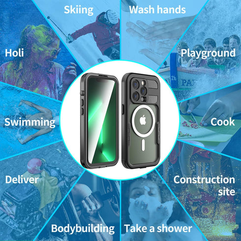 for iPhone 14 Pro Case Waterproof, Built-in Screen Protector Full-Body Rugged Sealed Cover Shockproof Dustproof Waterproof Case for iPhone 14 Pro ...