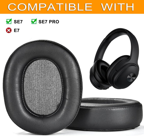 SE7 Earpads Ear Cushions Replacement Cover Compatible with COWIN SE7 / SE7 PRO Headphones,High-Density Noise Cancelling Foam,Softer Leather,Added ...