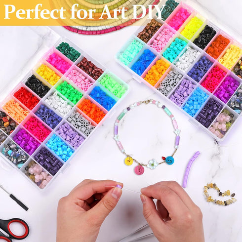2 Pack 24 Grids Clear Plastic Organizer Box, Storage Container with Adjustable Divider, Craft and Bead Storage Organizer Box for DIY Jewelry Tackl...
