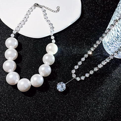 Pearl Necklaces for Women Chunky Pearl Necklaces Big Pearl Necklaces Exaggerated Large Pearl Necklaces Statement Necklace Wedding Jewelry Gifts fo...