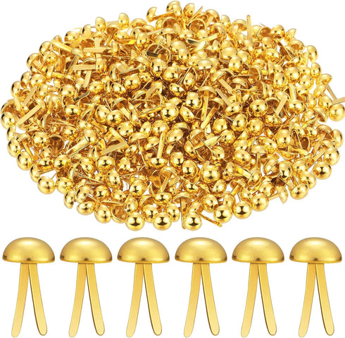 500 Pieces Paper Brass Fasteners Brass Brads Round Fasteners for Kids Craft Art Crafting School Project Decorative Scrapbooking DIY Supplies(Golde...