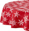 Violet Linen Decorative Christmas Snowflakes Design Red Tablecloths - 60" Round...