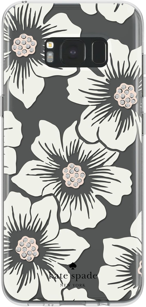 kate spade new york Protective Hardshell Case for Samsung Galaxy S8 Plus - Hollyhock Floral Clear/Cream with Stones...