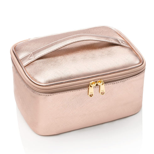 OCHEAL Rose Gold Makeup Bag,Travel Makeup Organizer Bag, Large Capacity Cosmetic Bags For Women Large Travel Toiletry Bag Girls Traveling With Bru...