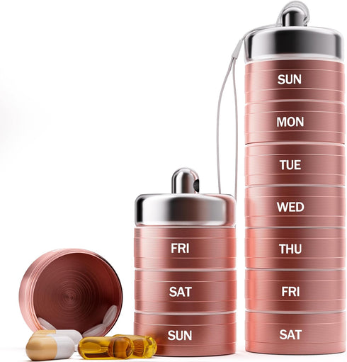 Travel Pill Organizer-Weekly Medicine Pill Case?7 Day Pill Container,1 Time a Day BPA Free Moisture Proof Stackable Travel Pill Box for Vitamin, F...