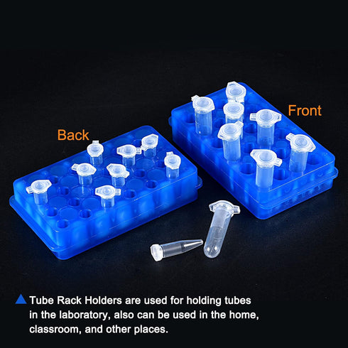 MECCANIXITY Centrifuge Tube Rack 11mm/7.5mm Hole 24-Well Double Panel Polypropylene for 0.5ml/1.5ml/2ml Tube Pack of 2...