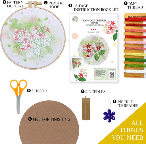 B.Embroidery Hand Sewing kit with Pattern and Instructions, Blossom Tree Embroidery with a Colorful Painting Background or White Background in a 6...