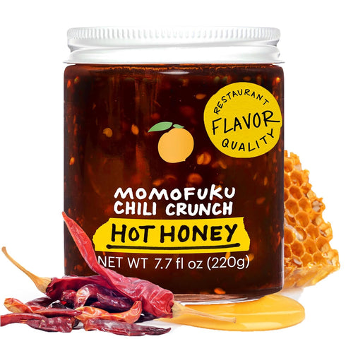 Momofuku Hot Honey Chili Crunch by David Chang 7.7 oz, Oil with Premium Wildflower Honey, Garlic and Shallots, Chili Crisp for Cooking, as Sauce o...