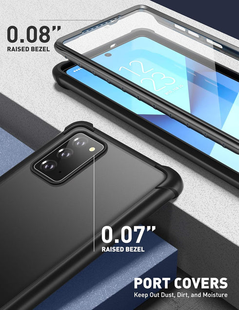 Clayco Forza Series Case for Samsung Galaxy Note 20, Built-in Screen Protector Compatible with Fingerprint ID, Full-Body Rugged Cover, 6.7 inch, 2...