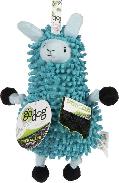 goDog Llamas Noodle Squeaky Plush Dog Toy, Chew Guard Technology - Blue, Small...