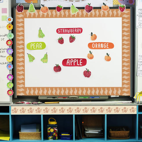 Whaline 82Ft Modern Boho Bulletin Board Borders Tulip Cactus Sun Rainbow Trim Border Boho Bulletin Board Stickers for School Classroom Office Deco...
