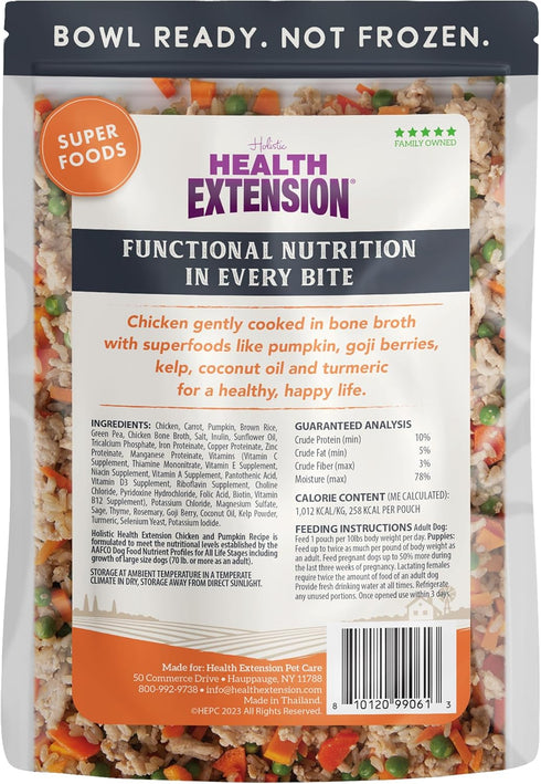 Health Extension Gently Cooked Fresh Chicken & Pumpkin (9oz) | All Life Stages | Boosts Taste & Nutrition | Cooked in Bone Broth...
